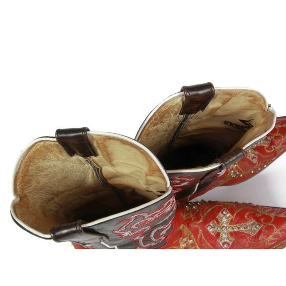 Vintage Western Boots Red Embroidery Innovation Mexico Women's size appx 6.5 / 7 - Picture 9 of 11